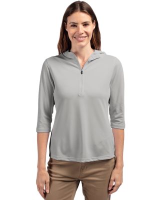 Cutter & Buck Womens Virtue Recycled Featherlight Pique Half Zip Hooded Pullover-6