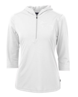 Cutter & Buck Womens Virtue Recycled Featherlight Pique Half Zip Hooded Pullover-4