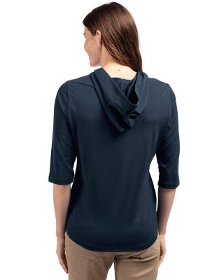 Cutter & Buck Womens Virtue Recycled Featherlight Pique Half Zip Hooded Pullover-5