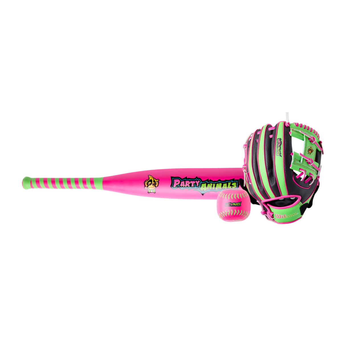 Wilson 2026 Party Animals A200 10" Glove Ball & Bat Kit-5