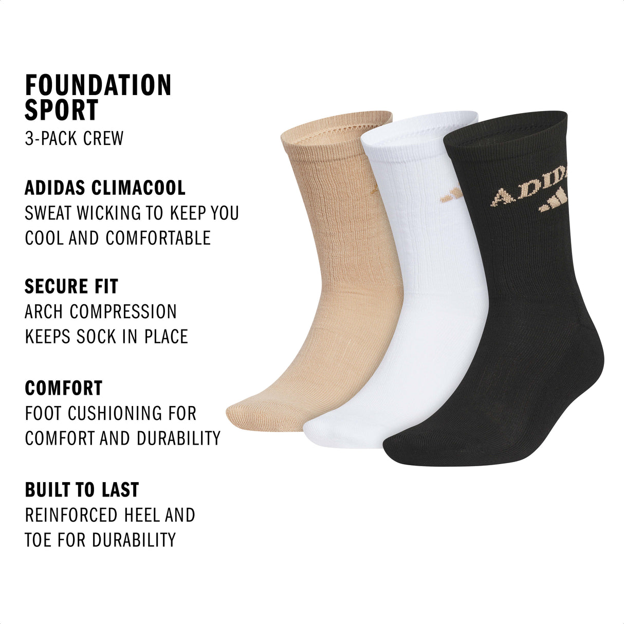 adidas Men's Foundation Sport 3-Pack Crew Sock-2