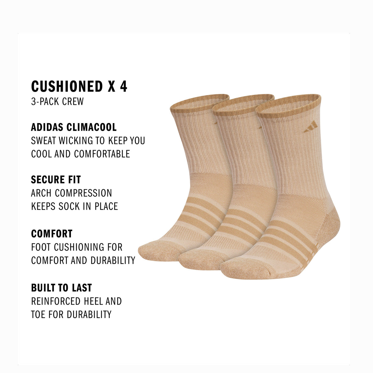 adidas Men's Cushioned X 4 3-Pack Crew Sock-2