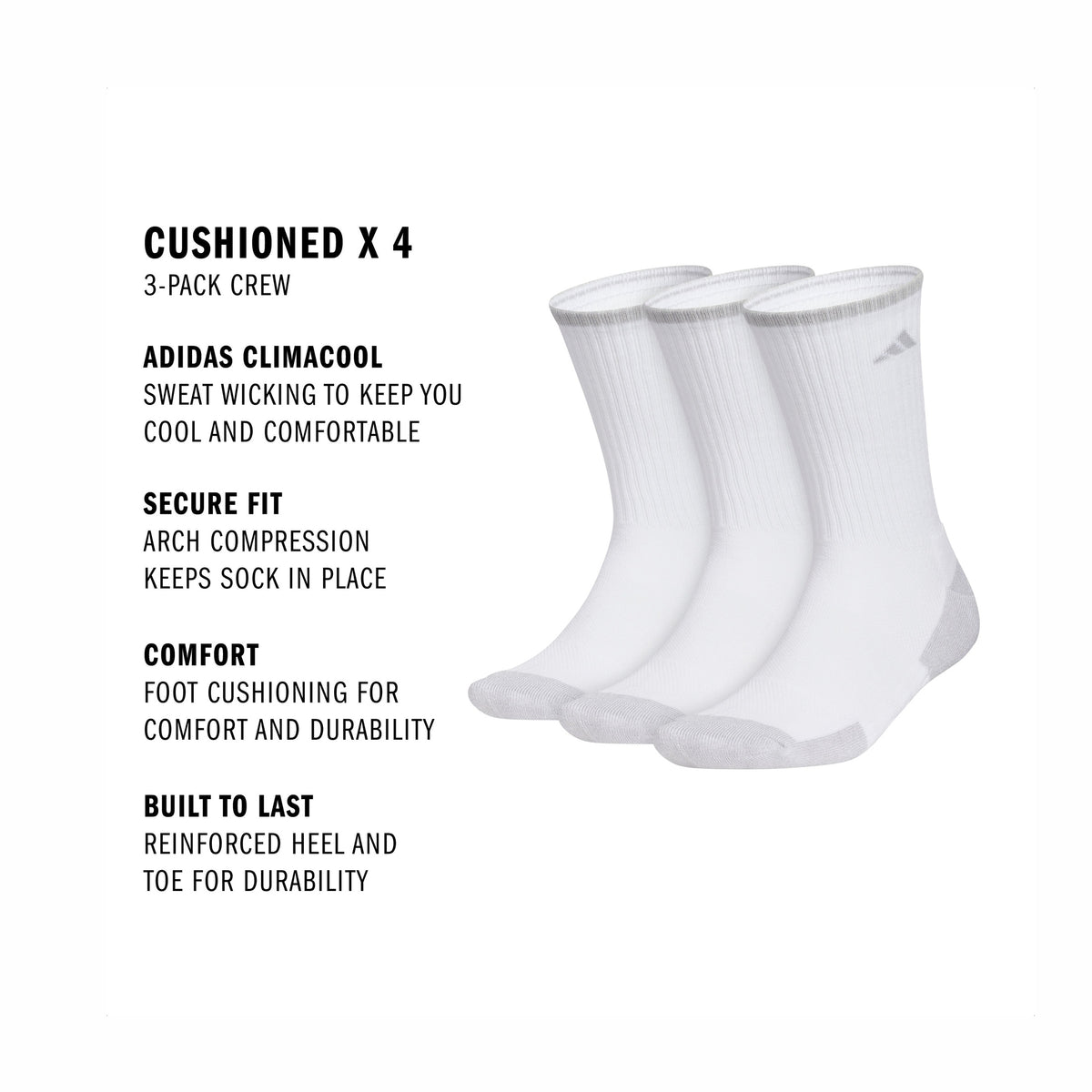 adidas Men's Cushioned X 4 3-Pack Crew Sock-2