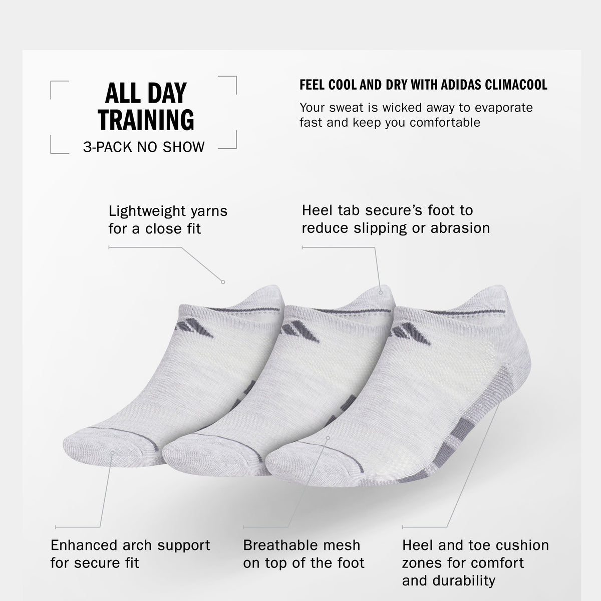adidas Men's All Day Training 3-Pack Quarter Sock-2