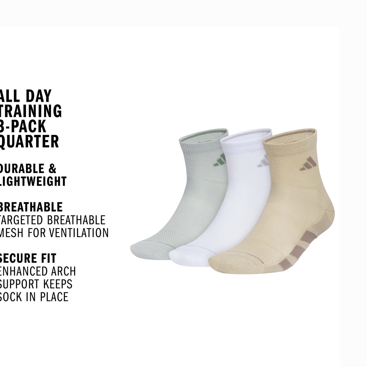 adidas Men's All Day Training 3-Pack Quarter Sock-2
