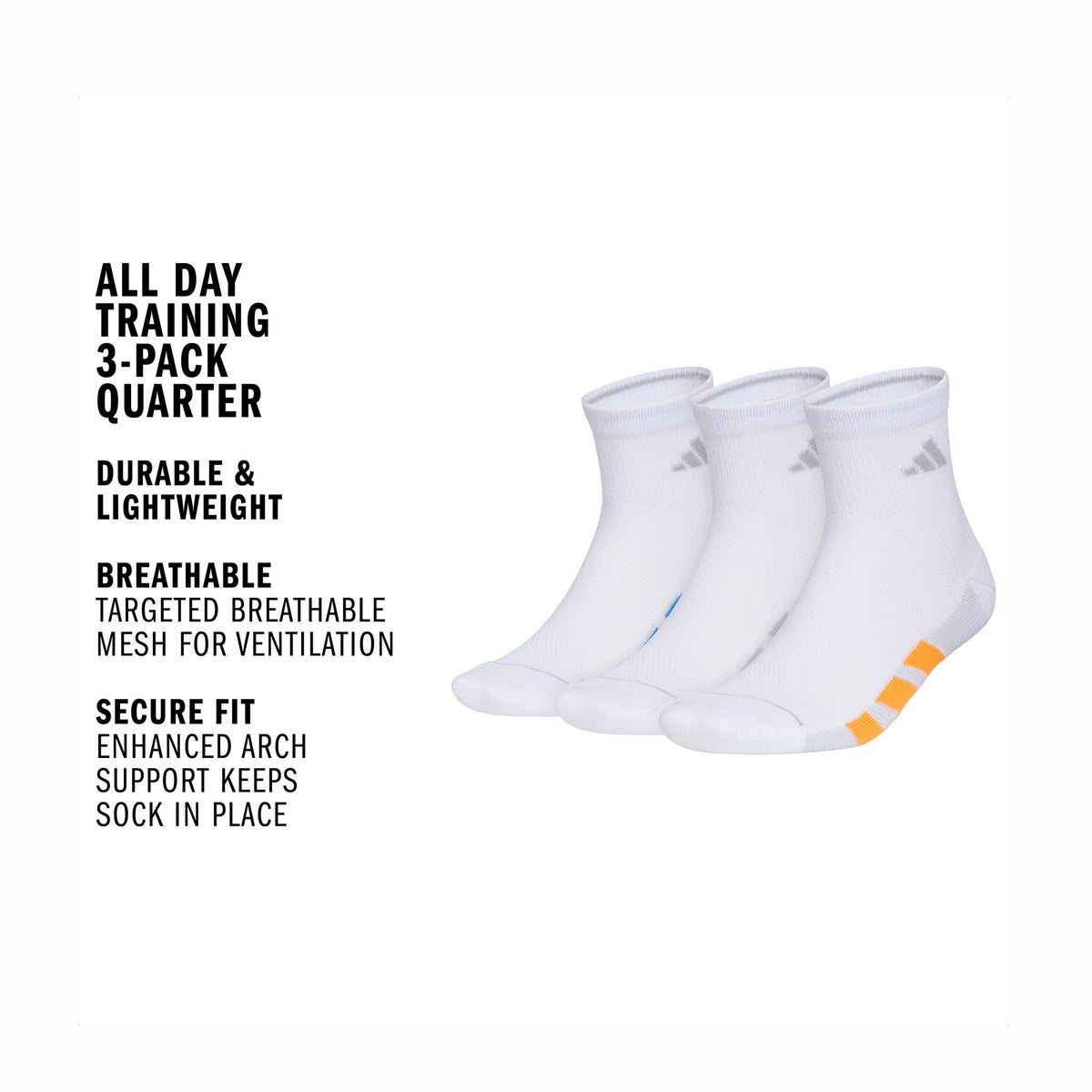 adidas Men's All Day Training 3-Pack Quarter Sock-2