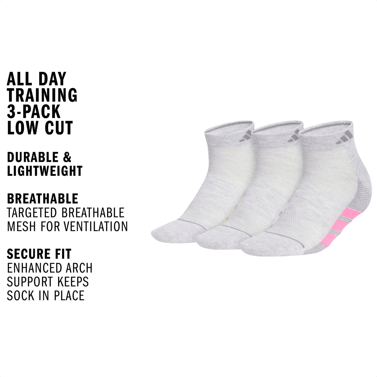 adidas Women's All Day Training 3-Pack Low Cut Sock-2