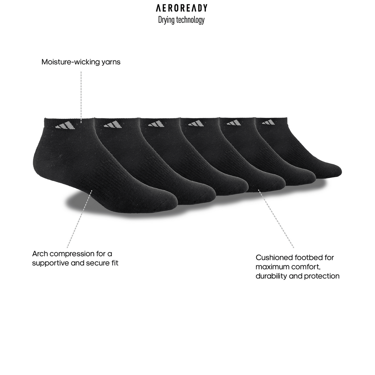 adidas Men's Athletic Cushioned 6-Pack Low Cut Sock-2