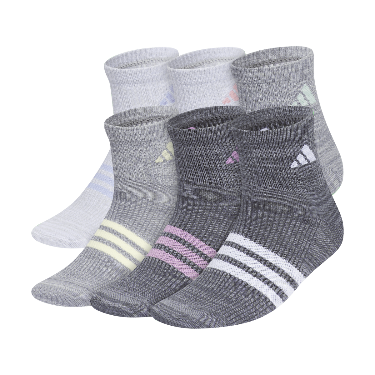 adidas Girl's Superlite 3.0 6-Pack Quarter Sock-1