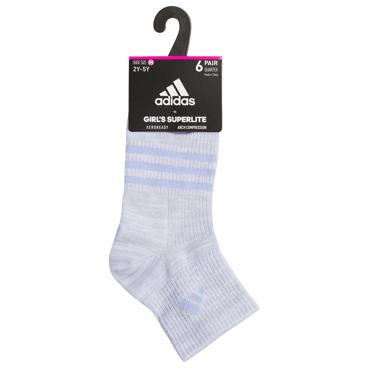 adidas Girl's Superlite 3.0 6-Pack Quarter Sock-8