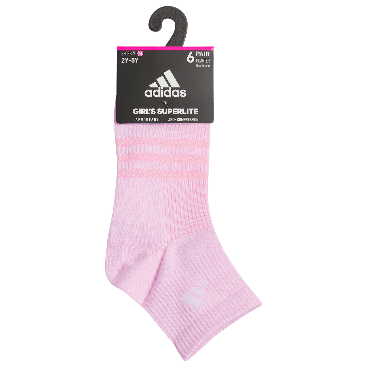 adidas Girl's Superlite 3.0 6-Pack Quarter Sock-8