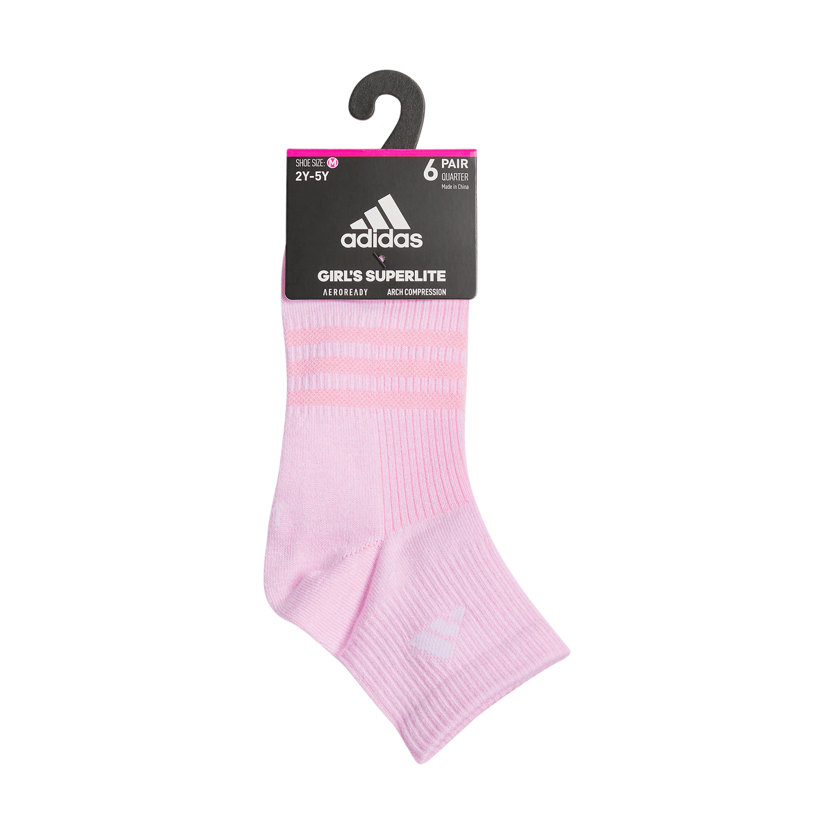adidas Girl's Superlite 3.0 6-Pack Quarter Sock-8