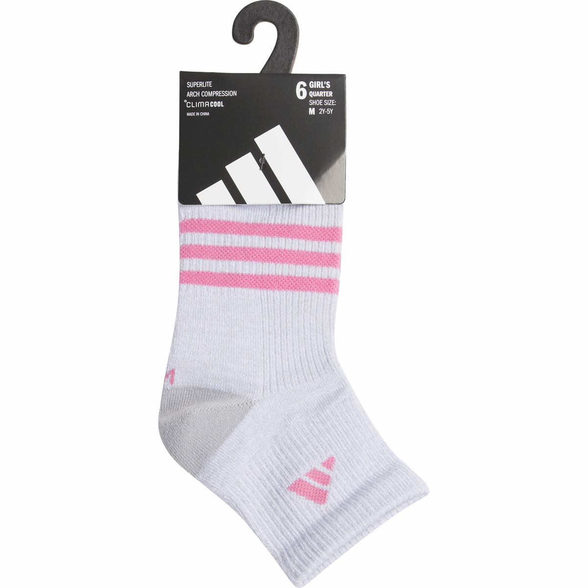 adidas Girl's Superlite 3.0 6-Pack Quarter Sock-8