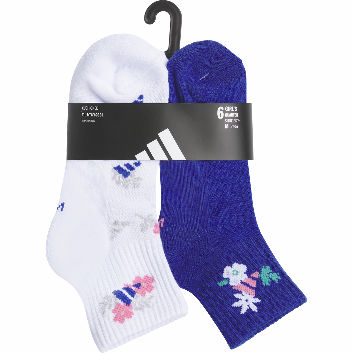 adidas Girl's Cushioned Graphic 6-Pack Quarter Sock-6