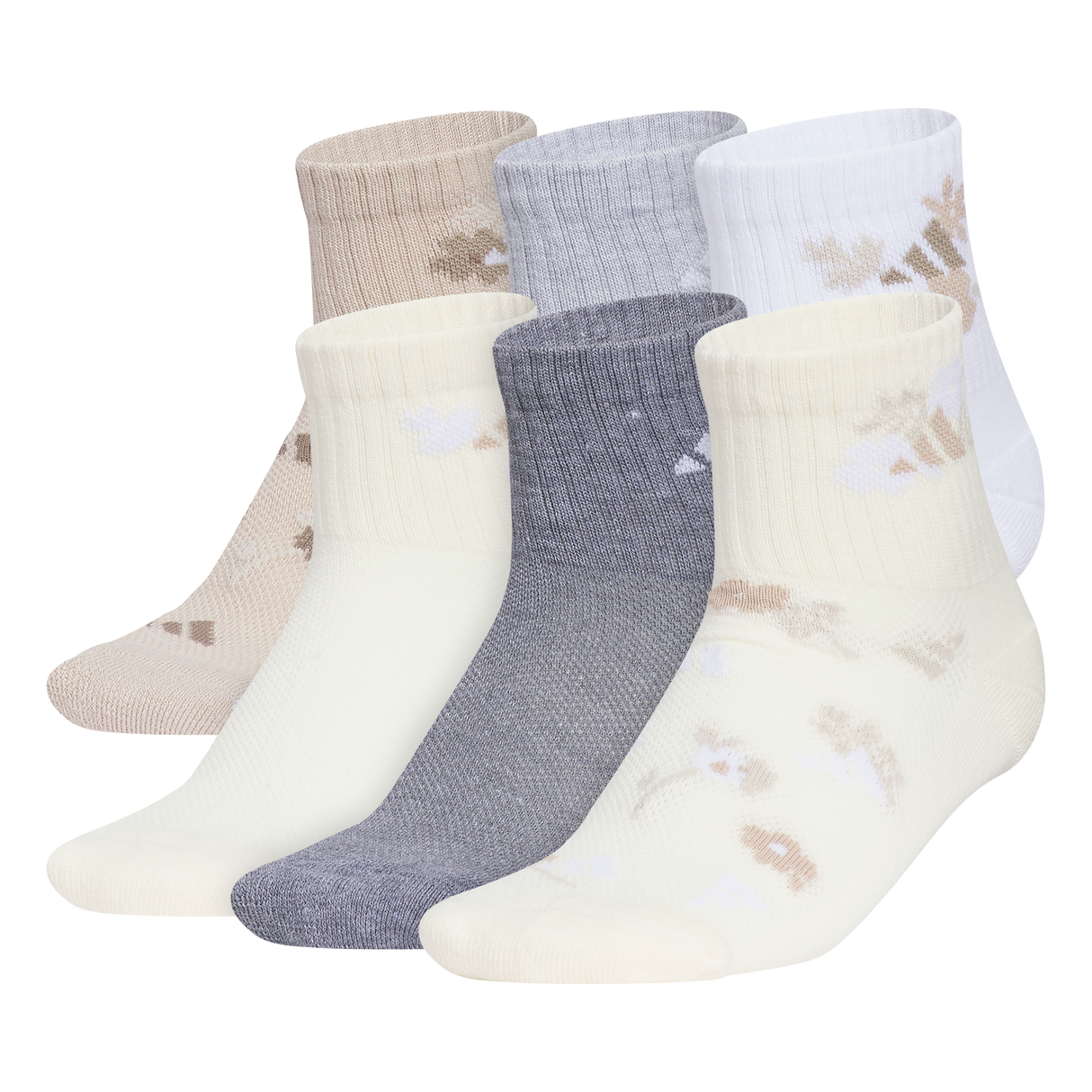 adidas Girl's Cushioned Graphic 6-Pack Quarter Sock-1