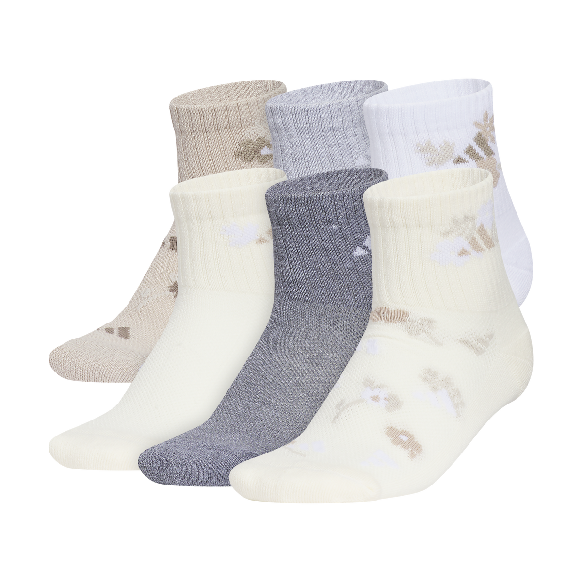 adidas Girl's Cushioned Graphic 6-Pack Quarter Sock-1