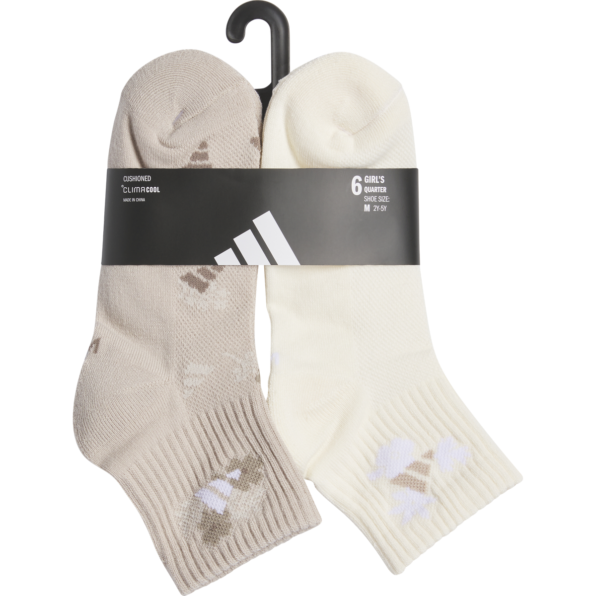 adidas Girl's Cushioned Graphic 6-Pack Quarter Sock-6