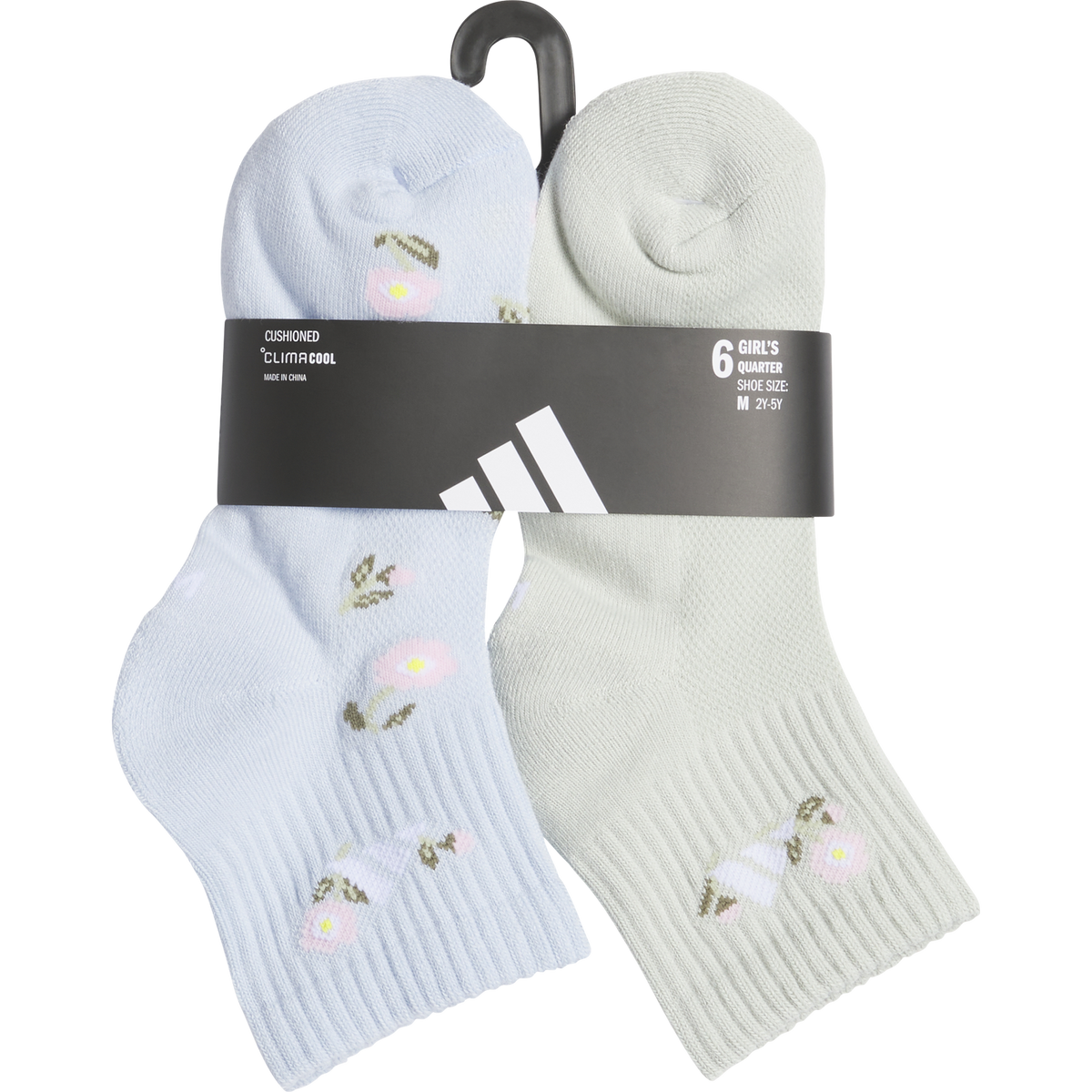 adidas Girl's Cushioned Graphic 2.0 6-Pack Quarter Sock-5