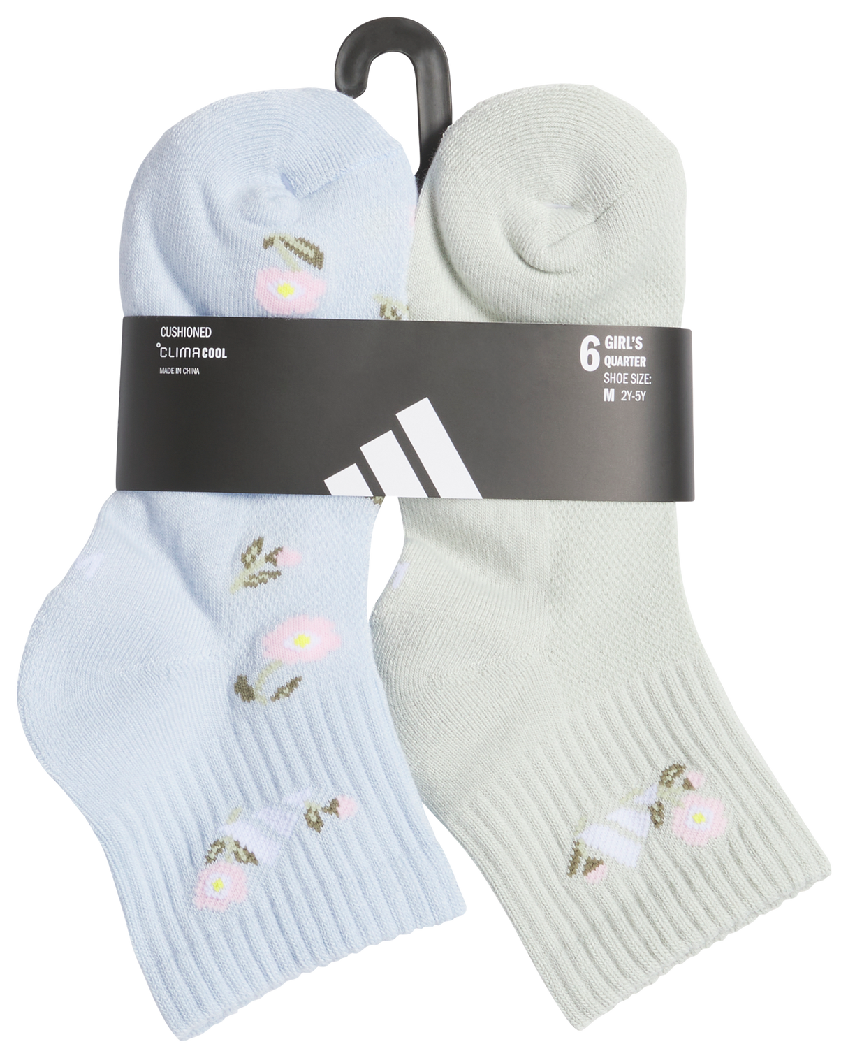 adidas Girl's Cushioned Graphic 2.0 6-Pack Quarter Sock-5