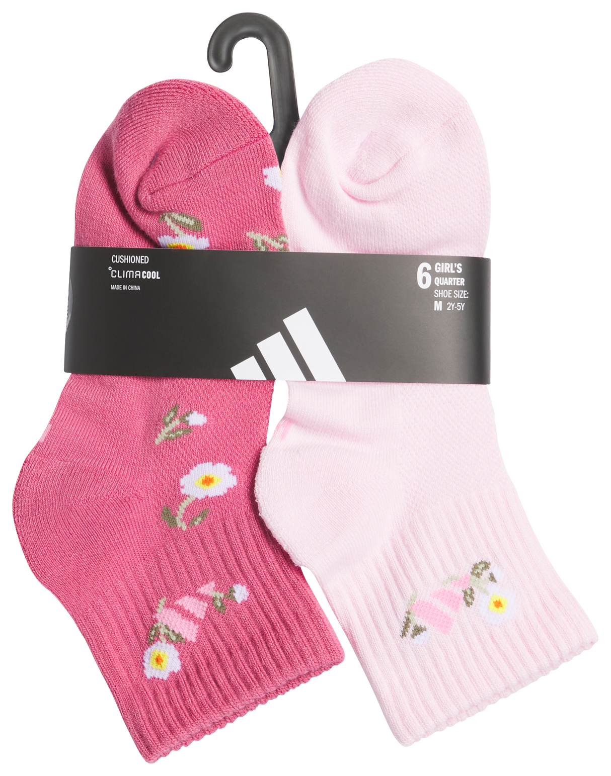 adidas Girl's Cushioned Graphic 2.0 6-Pack Quarter Sock-5