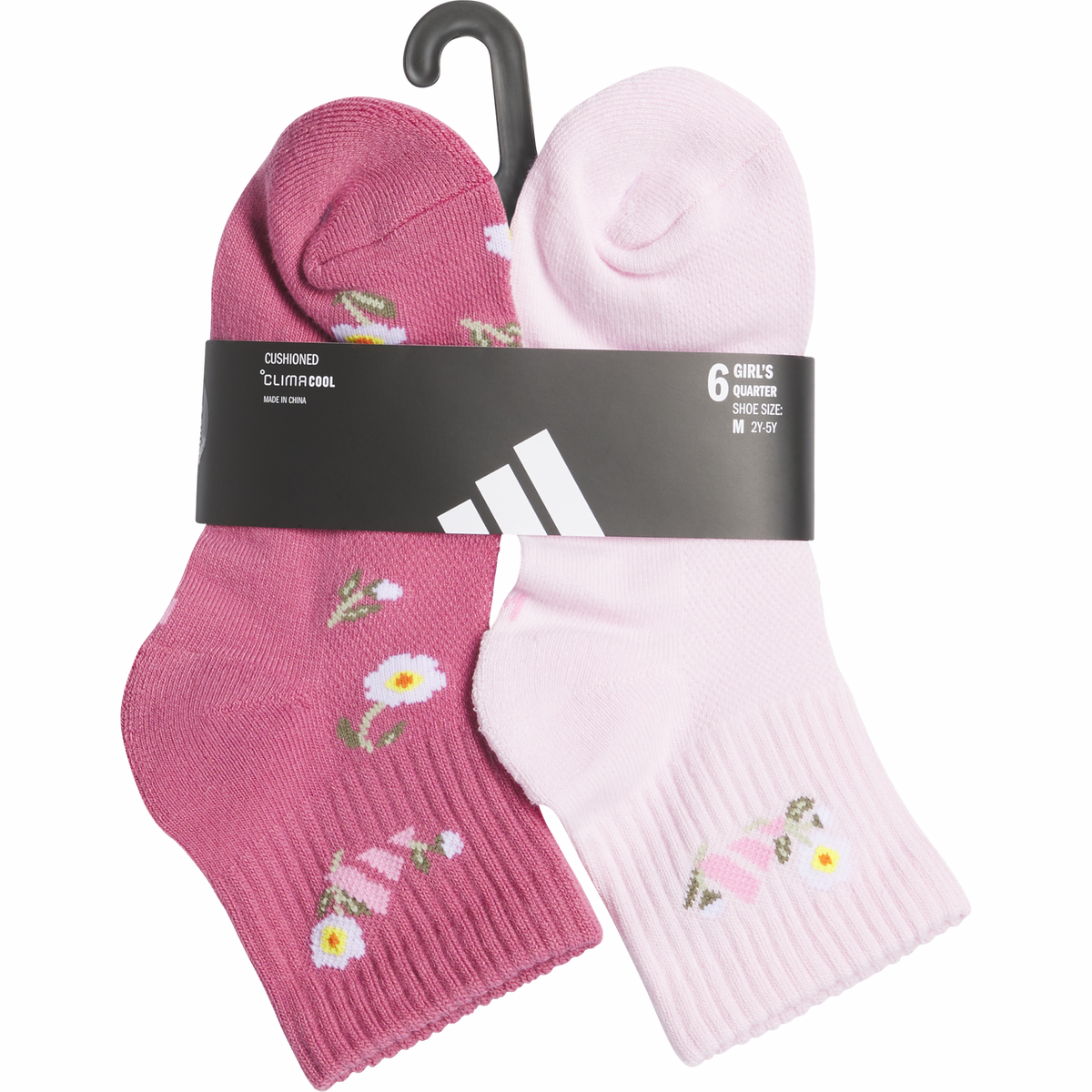 adidas Girl's Cushioned Graphic 2.0 6-Pack Quarter Sock-5