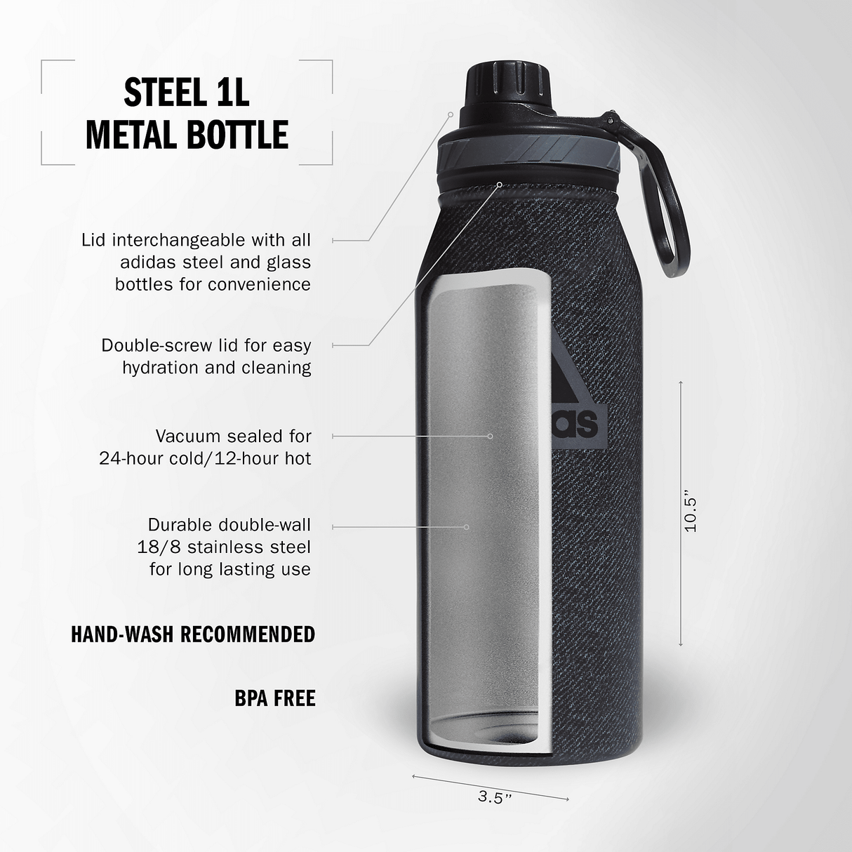 adidas Steel 1L Metal Bottle-2