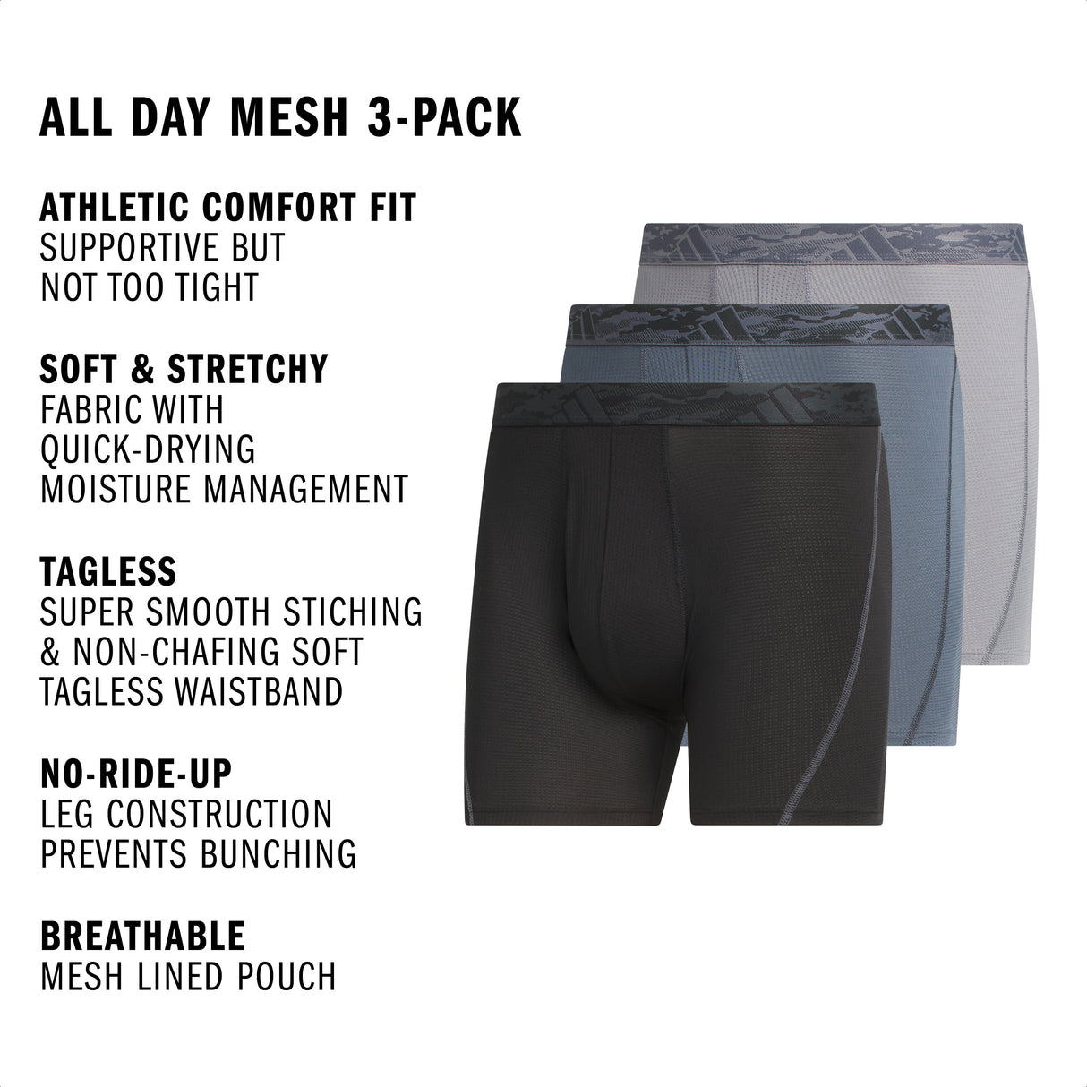 adidas Men's All Day Mesh 3-Pack Boxer Brief-2