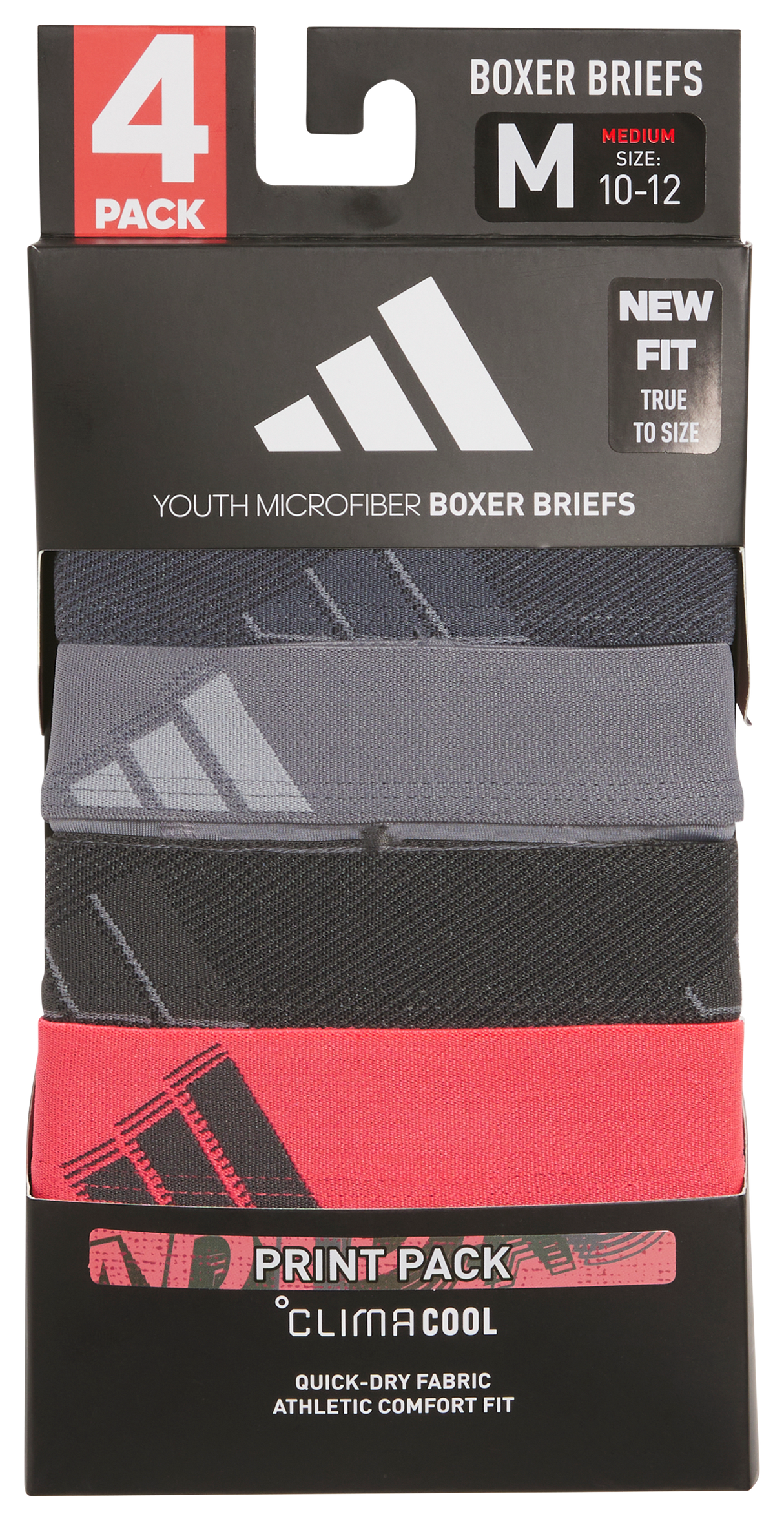 adidas Youth Microfiber Graphic 4-Pack Boxer Brief-3