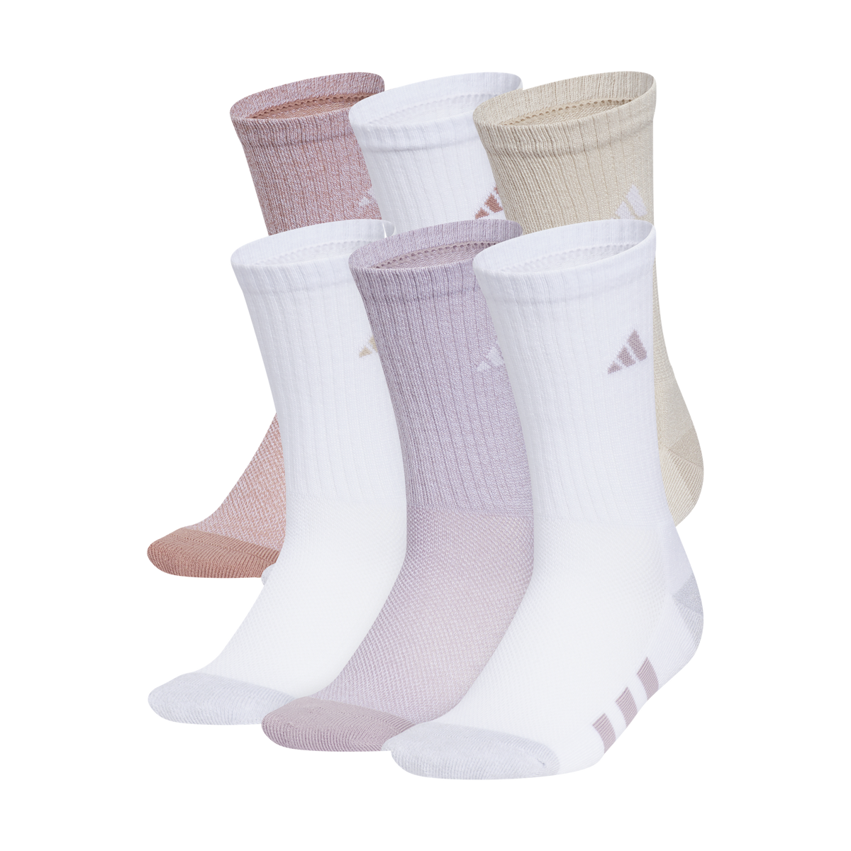 adidas Girl's Athletic Cushioned 6-Pack Crew Sock-1