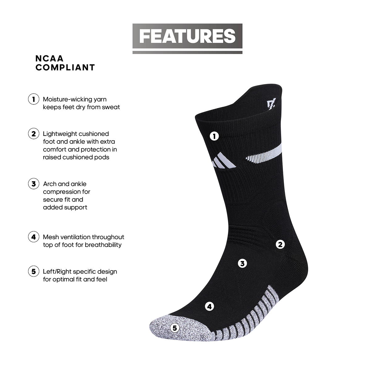 adidas adizero 2 Football Cushioned Crew Sock-2