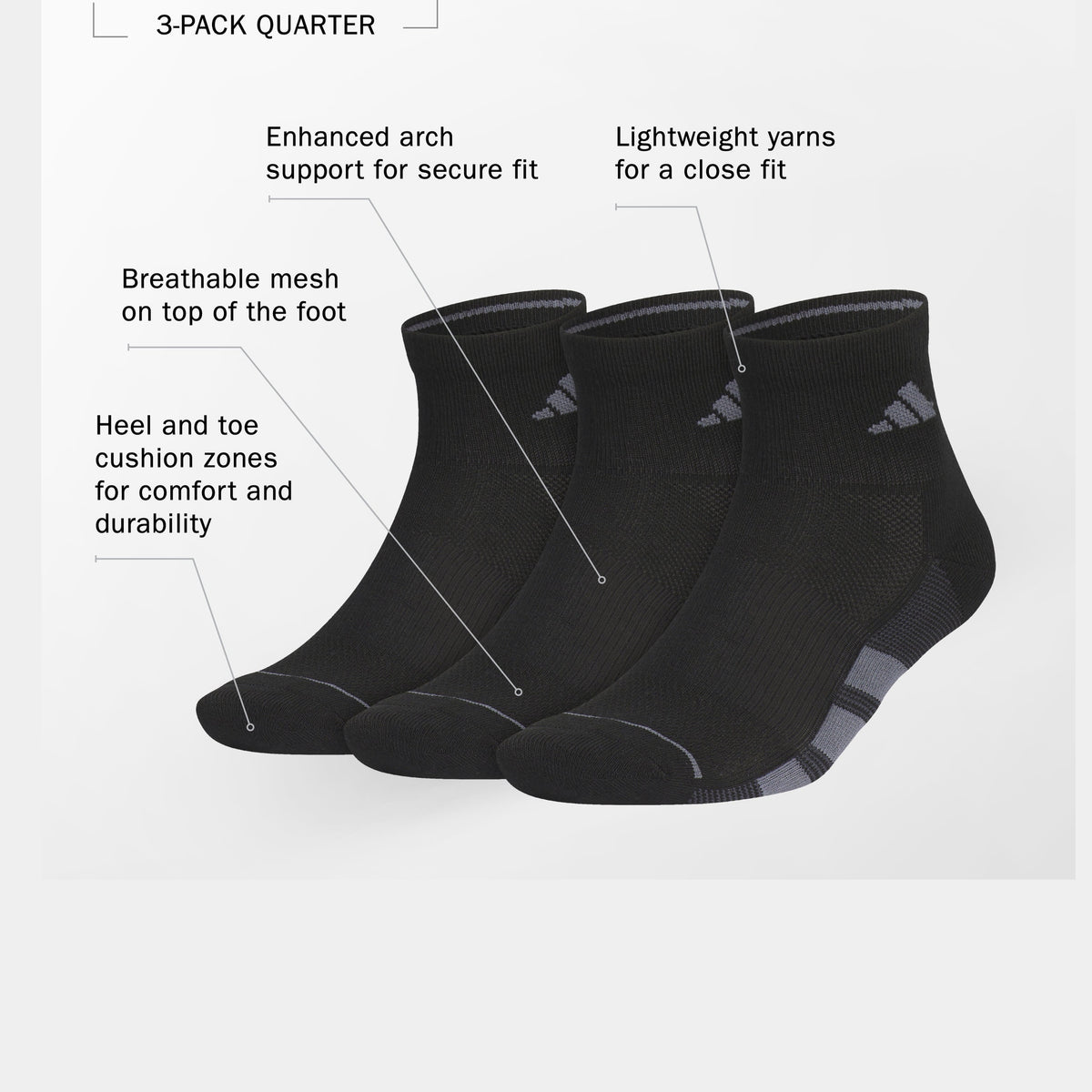 adidas Men's All Day Training 3-Pack Low Cut Sock-2