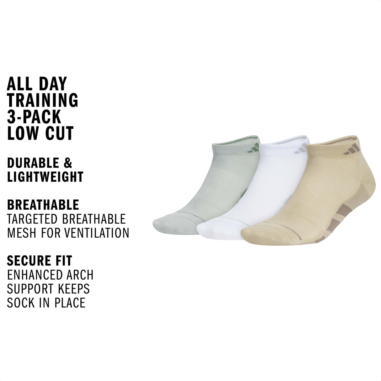 adidas Men's All Day Training 3-Pack Low Cut Sock-2