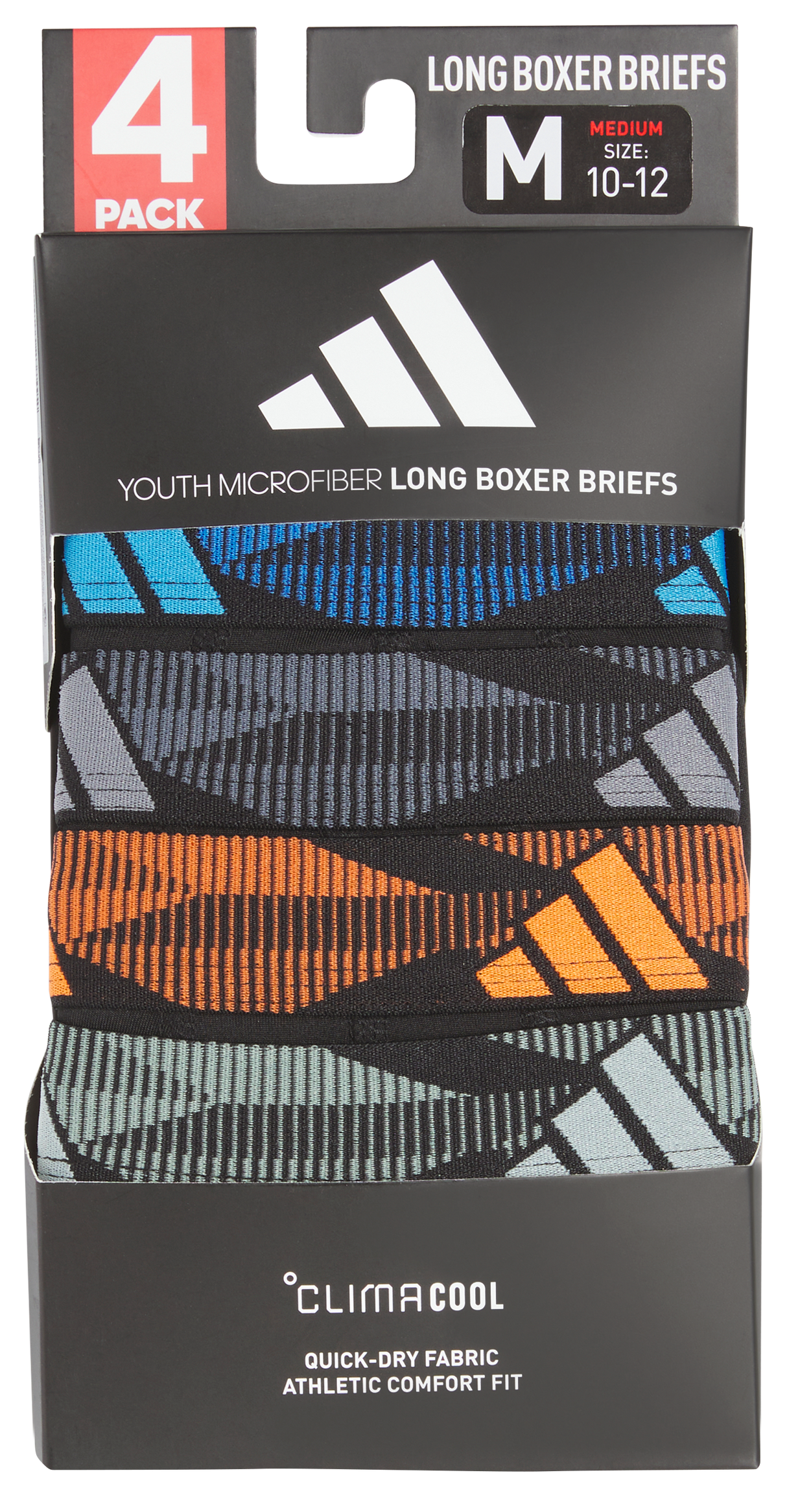adidas Youth Microfiber 4-Pack Long Boxer Brief-4