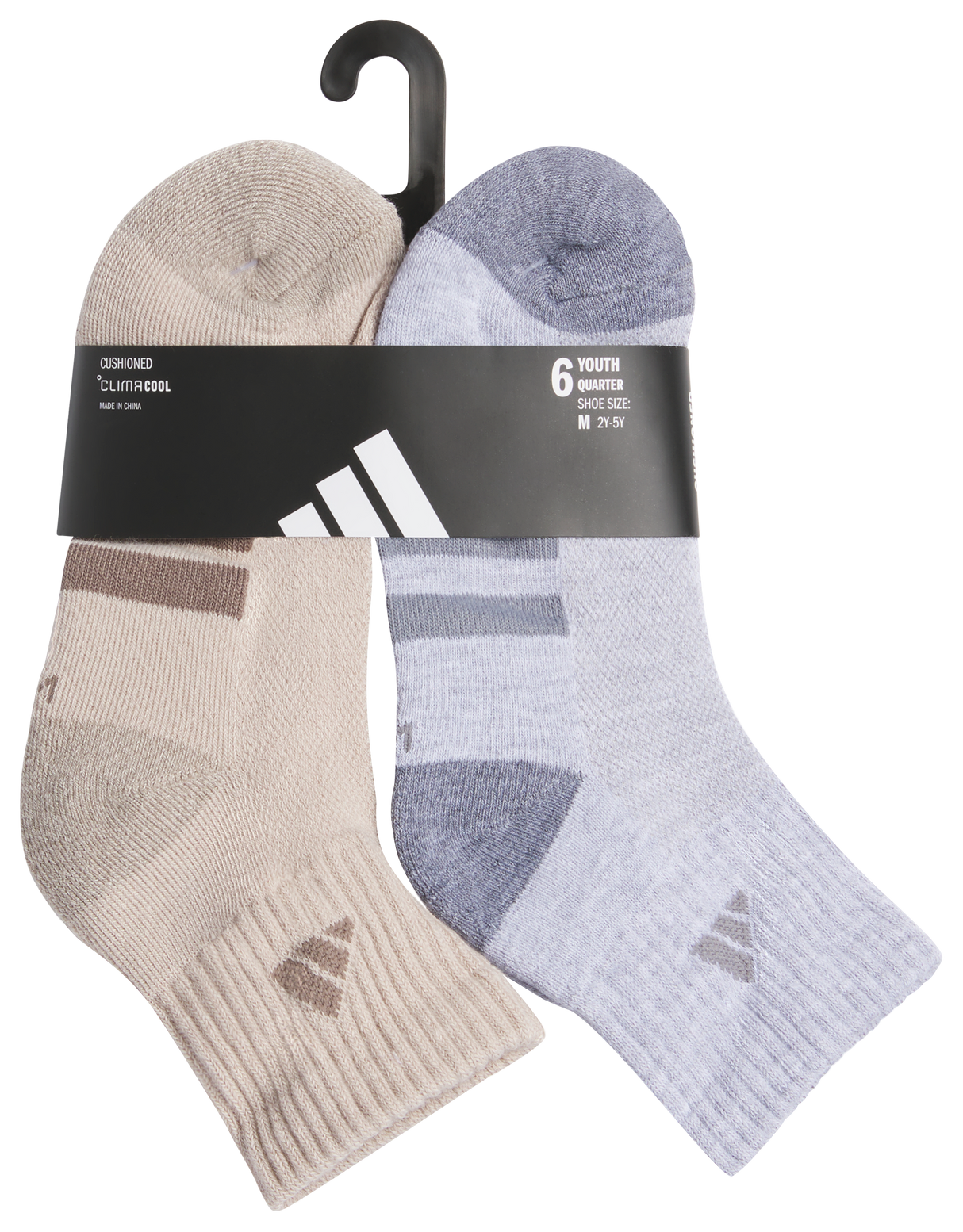 adidas Youth Athletic Cushioned 6-Pack Quarter Sock-6