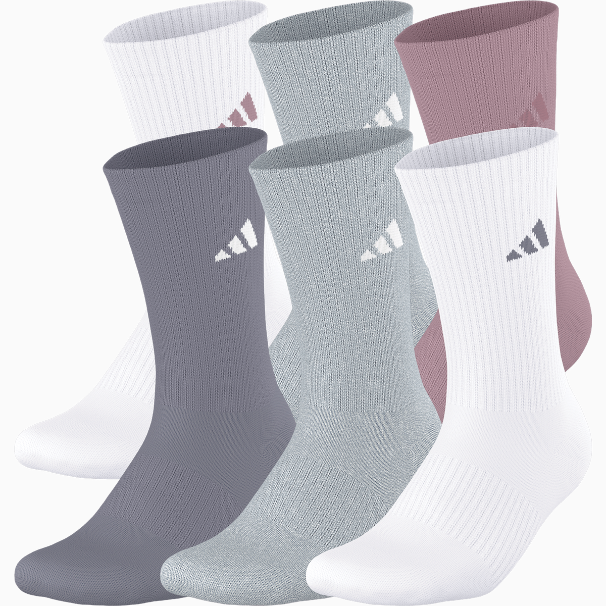 adidas Women's Athletic Cushioned 6-Pack Crew Sock-1