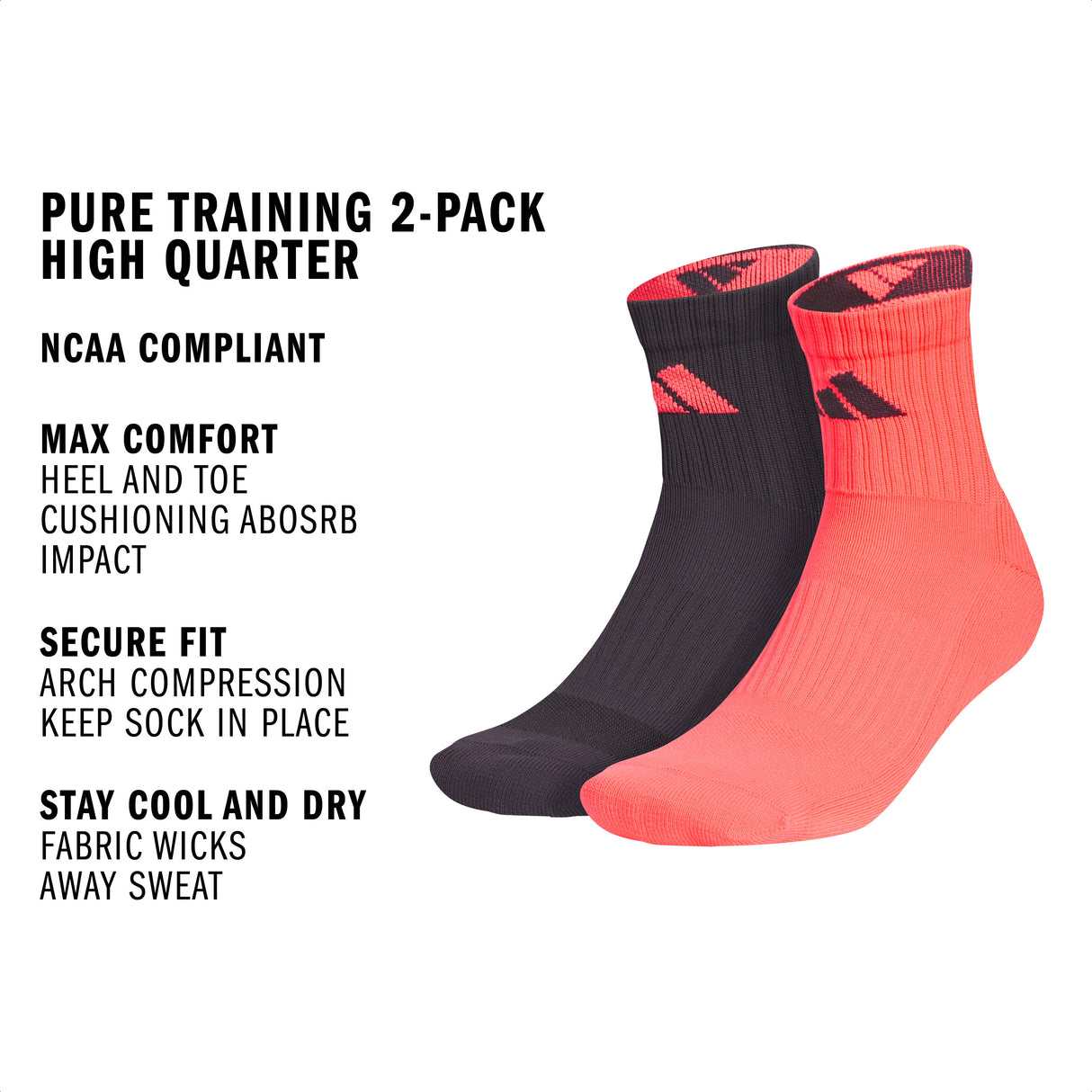 adidas Pure Training 2-Pack High Quarter Sock-2