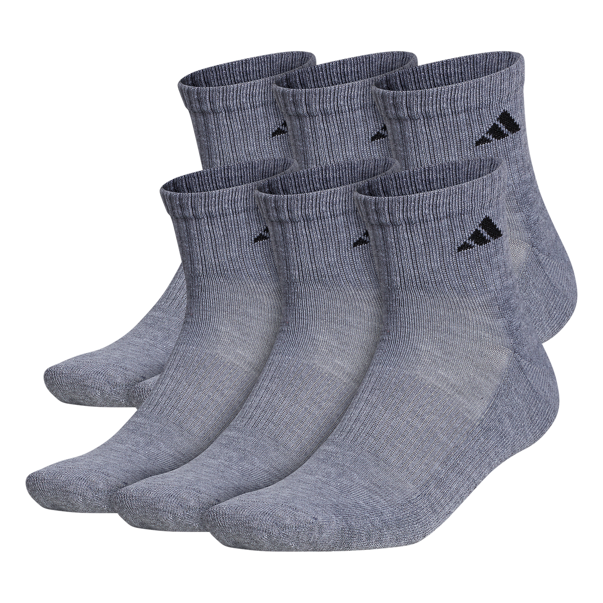 adidas Men's Athletic Cushioned 6-Pack Quarter Sock-1