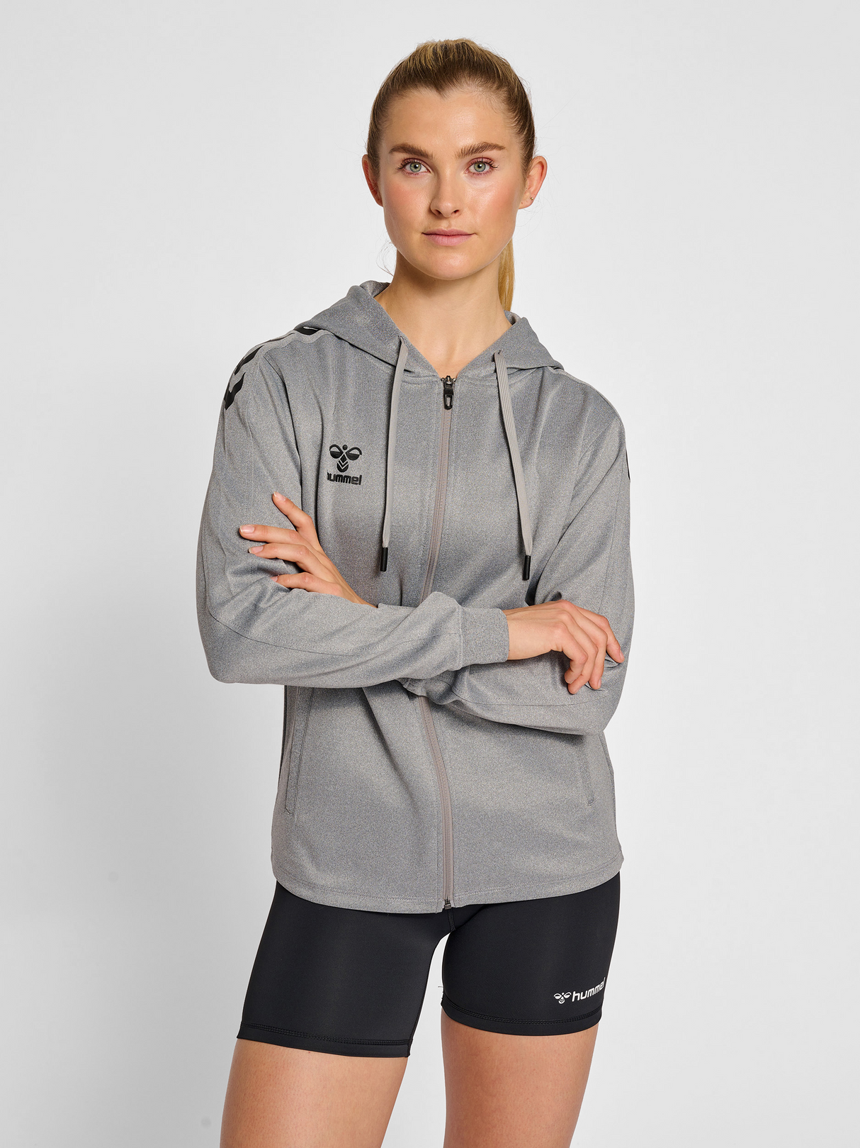 hummel Women's Core XK Poly Zip Hood Sweatshirt-5