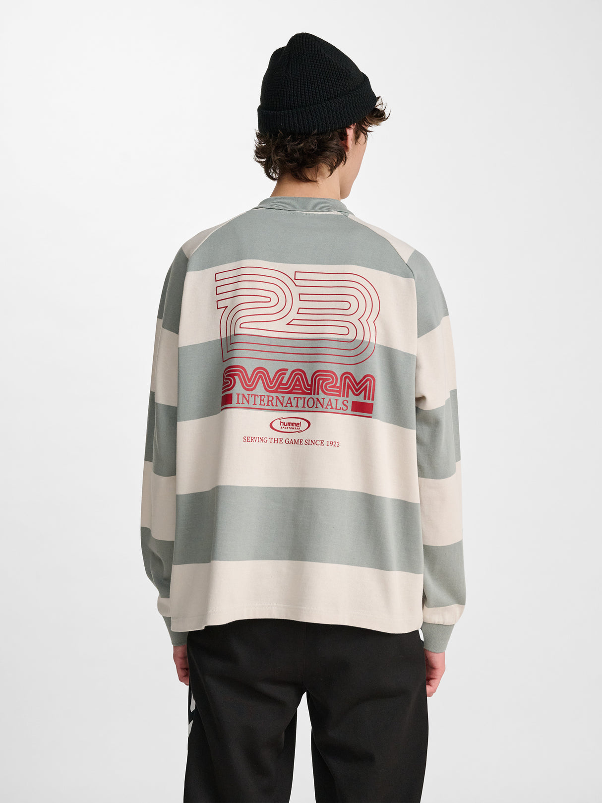hummel Men's Loose Striped Long Sleeve Polo-6