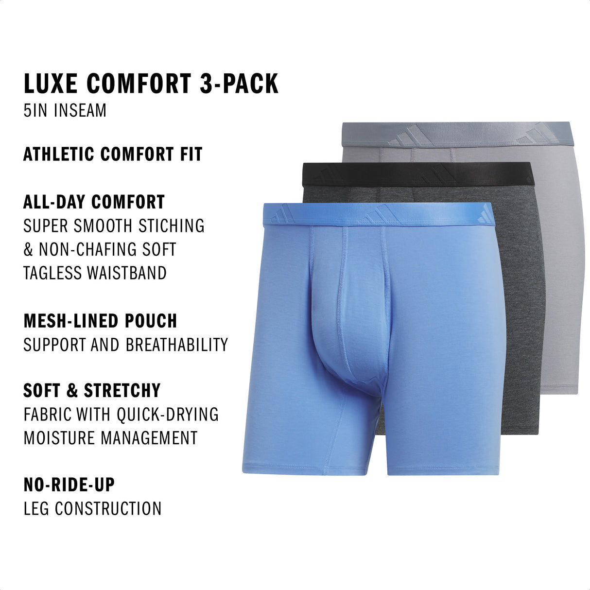 adidas Men's Luxe Comfort 3-Pack Boxer Brief-2