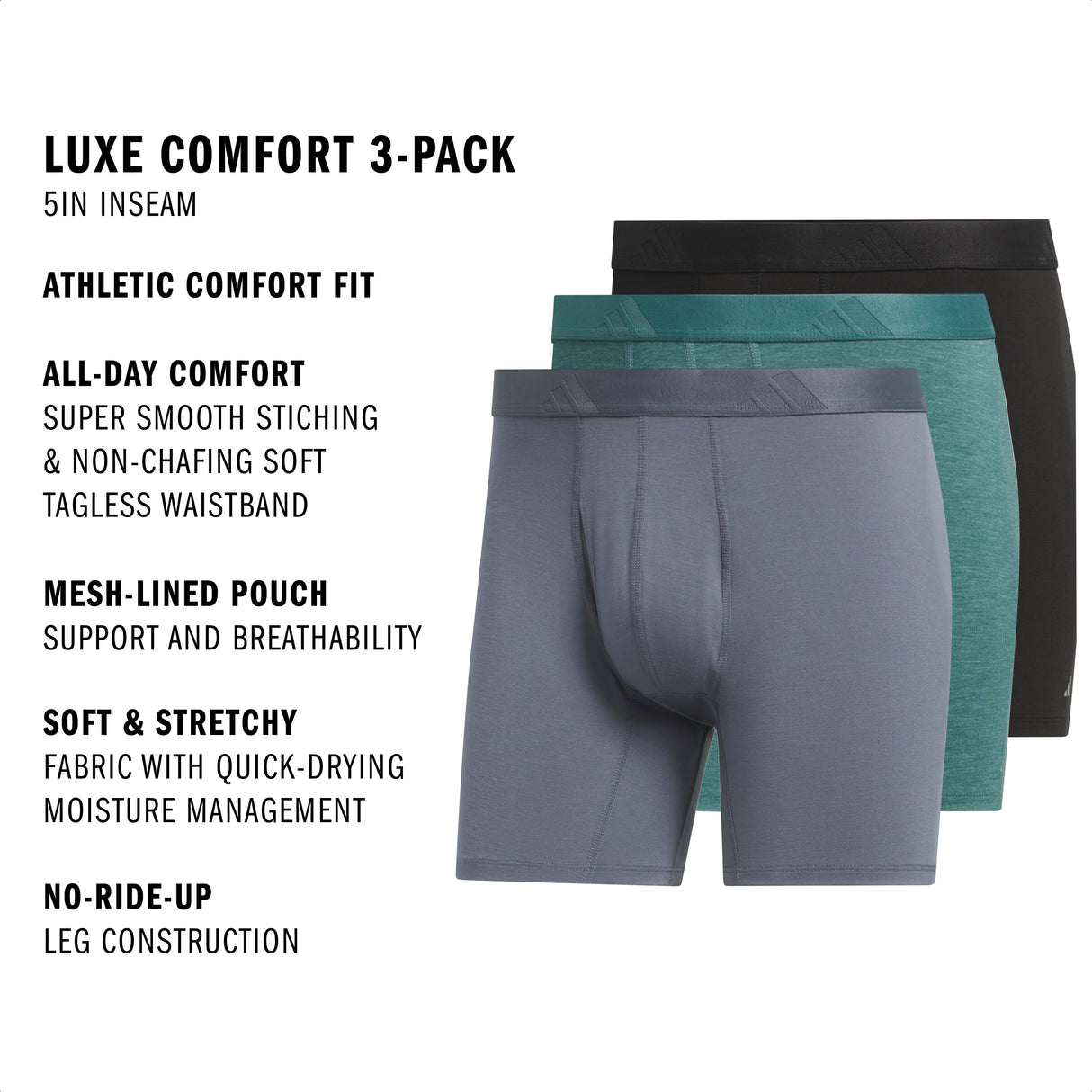 adidas Men's Luxe Comfort 3-Pack Boxer Brief-2