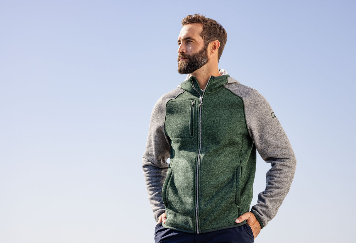 Cutter & Buck Men's Mainsail Sweater-Knit Full Zip Hooded Jacket-1