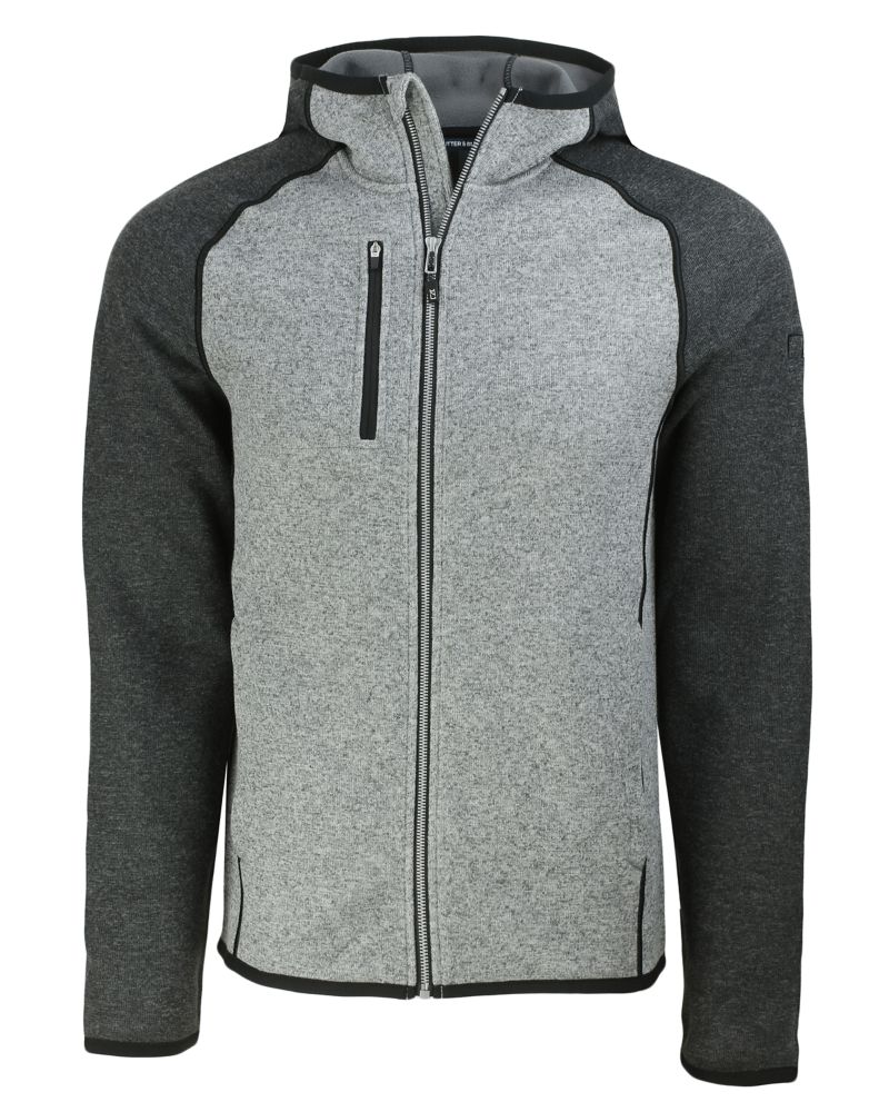Cutter & Buck Men's Mainsail Sweater-Knit Full Zip Hooded Jacket-2
