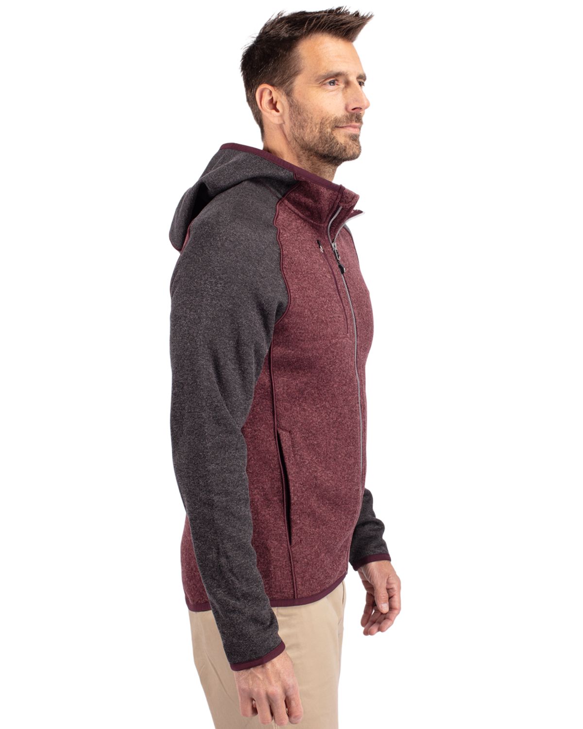 Cutter & Buck Men's Mainsail Sweater-Knit Full Zip Hooded Jacket-6