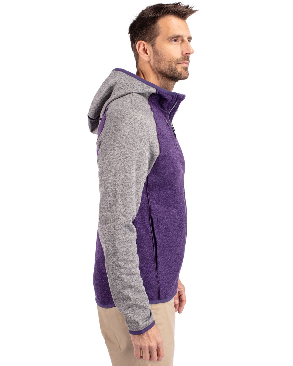 Cutter & Buck Men's Mainsail Sweater-Knit Full Zip Hooded Jacket-6