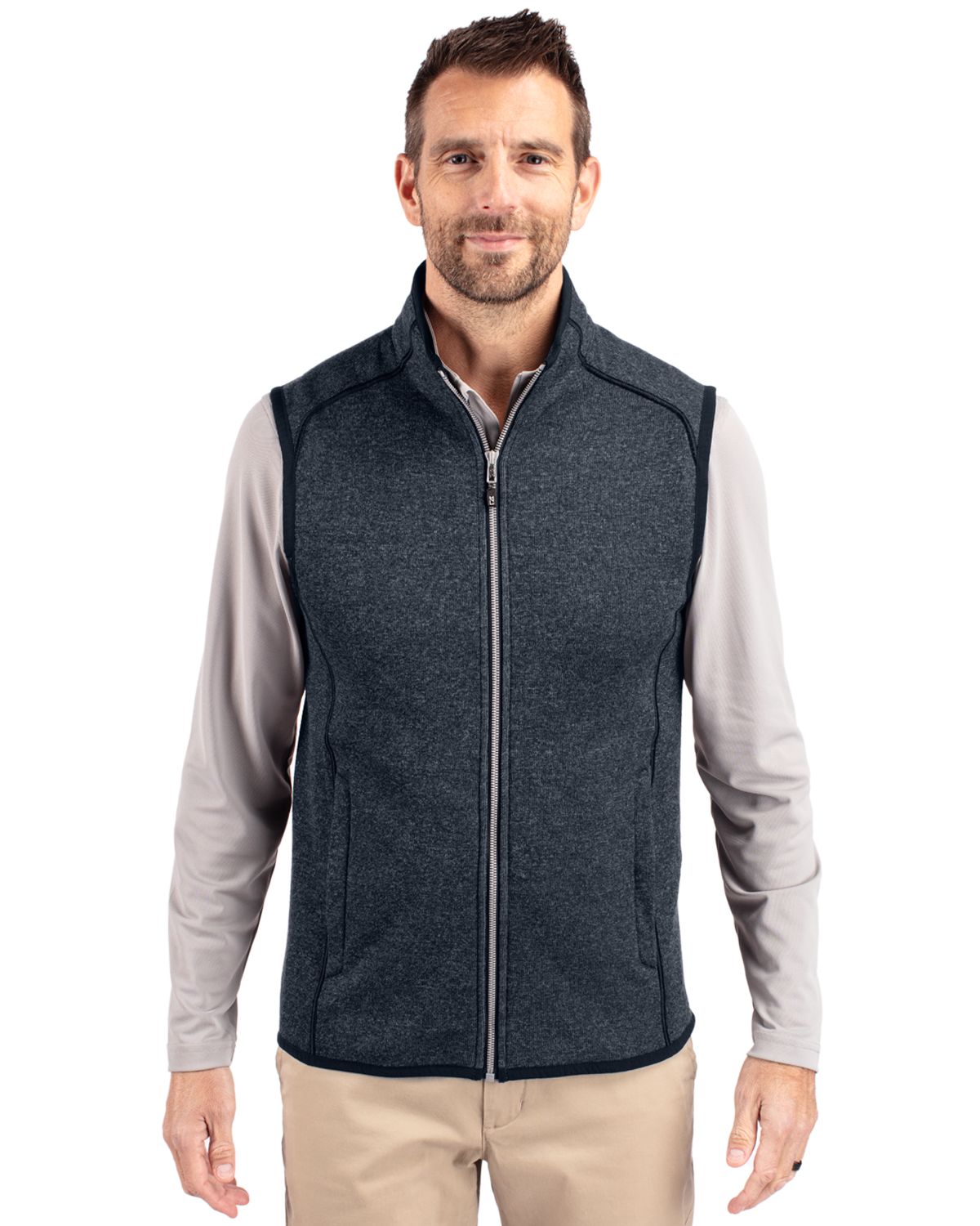 Cutter & Buck Men's Mainsail Sweater-Knit Full Zip Vest-3