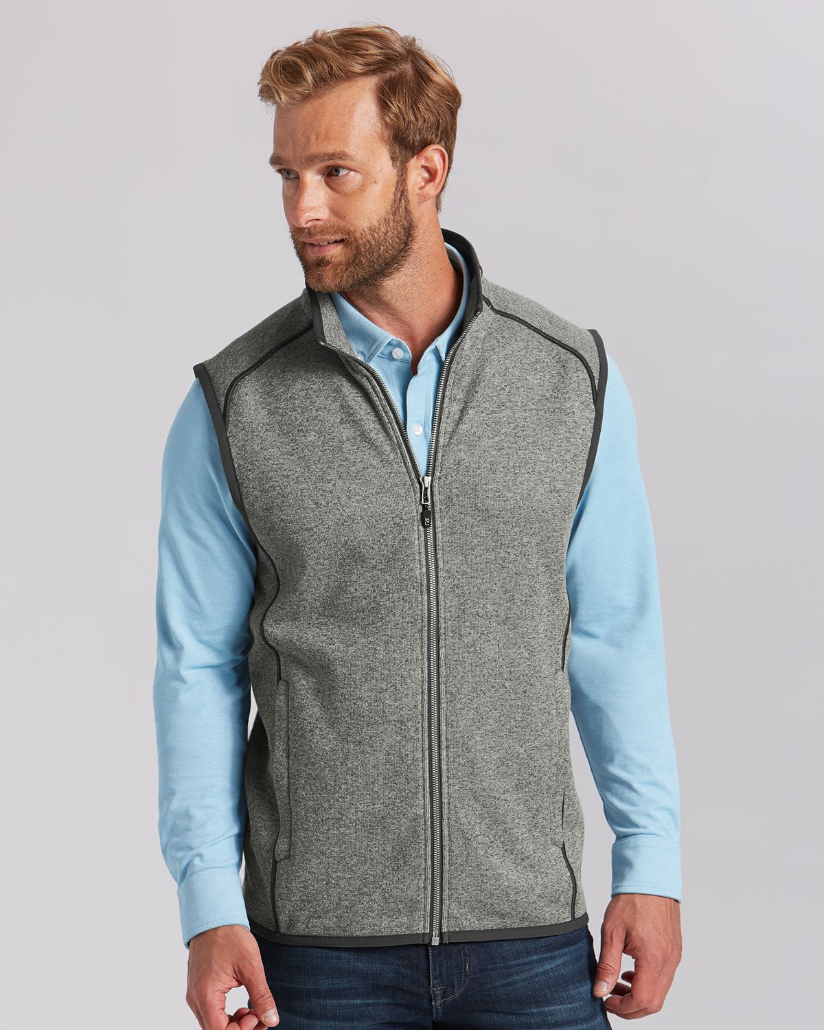 Cutter & Buck Men's Mainsail Sweater-Knit Full Zip Vest-5