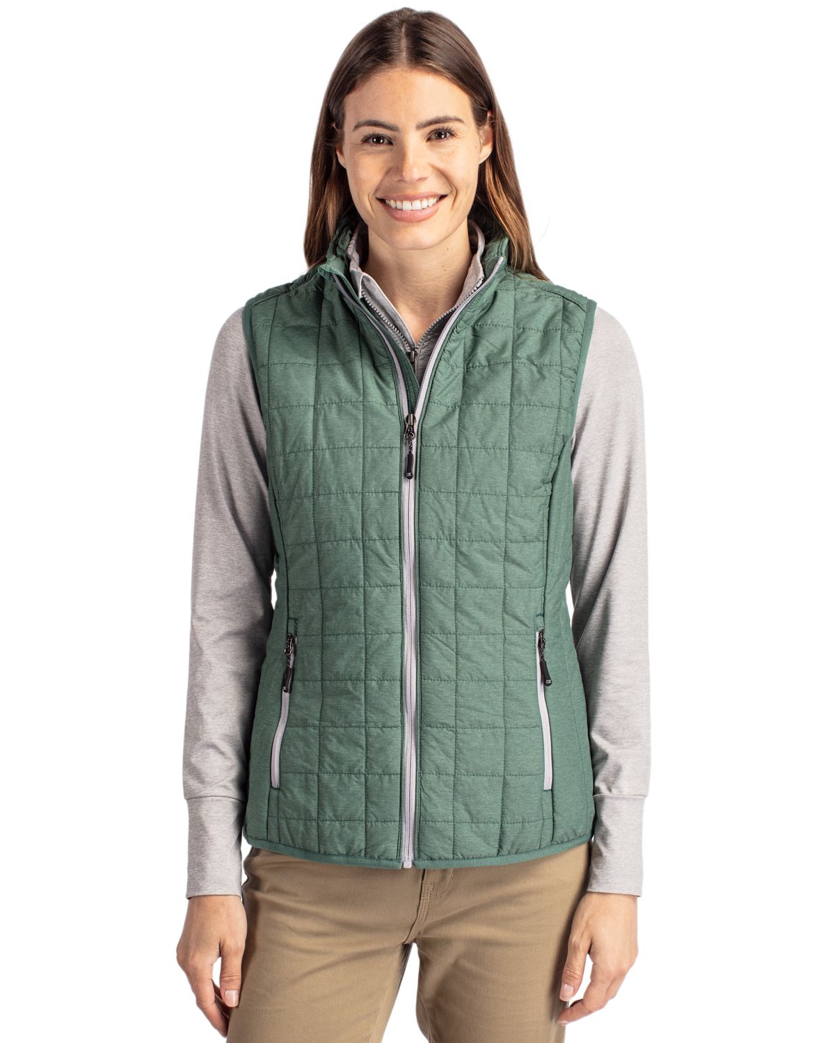 Cutter & Buck Women's Rainier Recycled Insulated Puffer Full Zip Vest-2