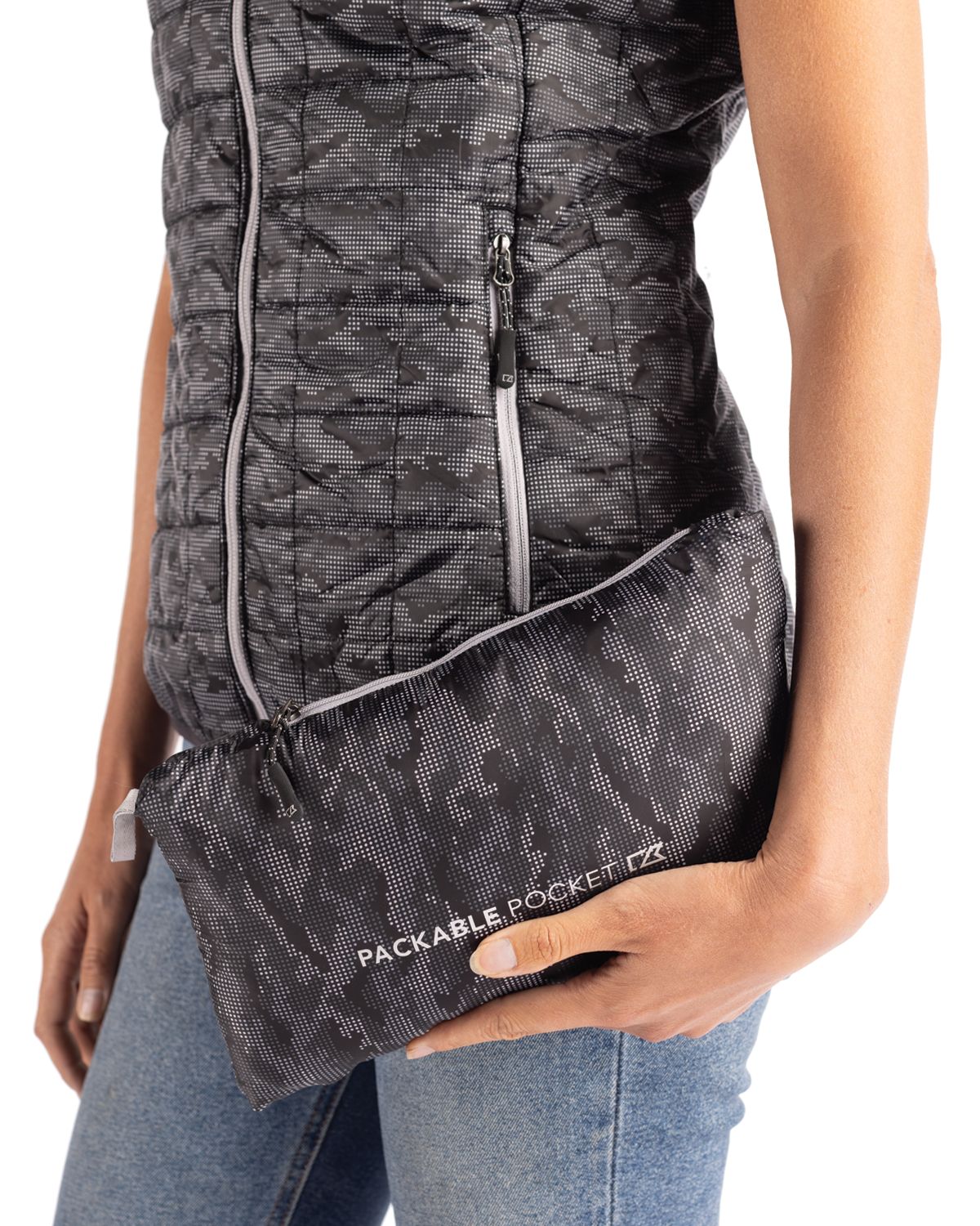 Cutter & Buck Women's Rainier Recycled Insulated Printed Puffer Full Zip Vest-8