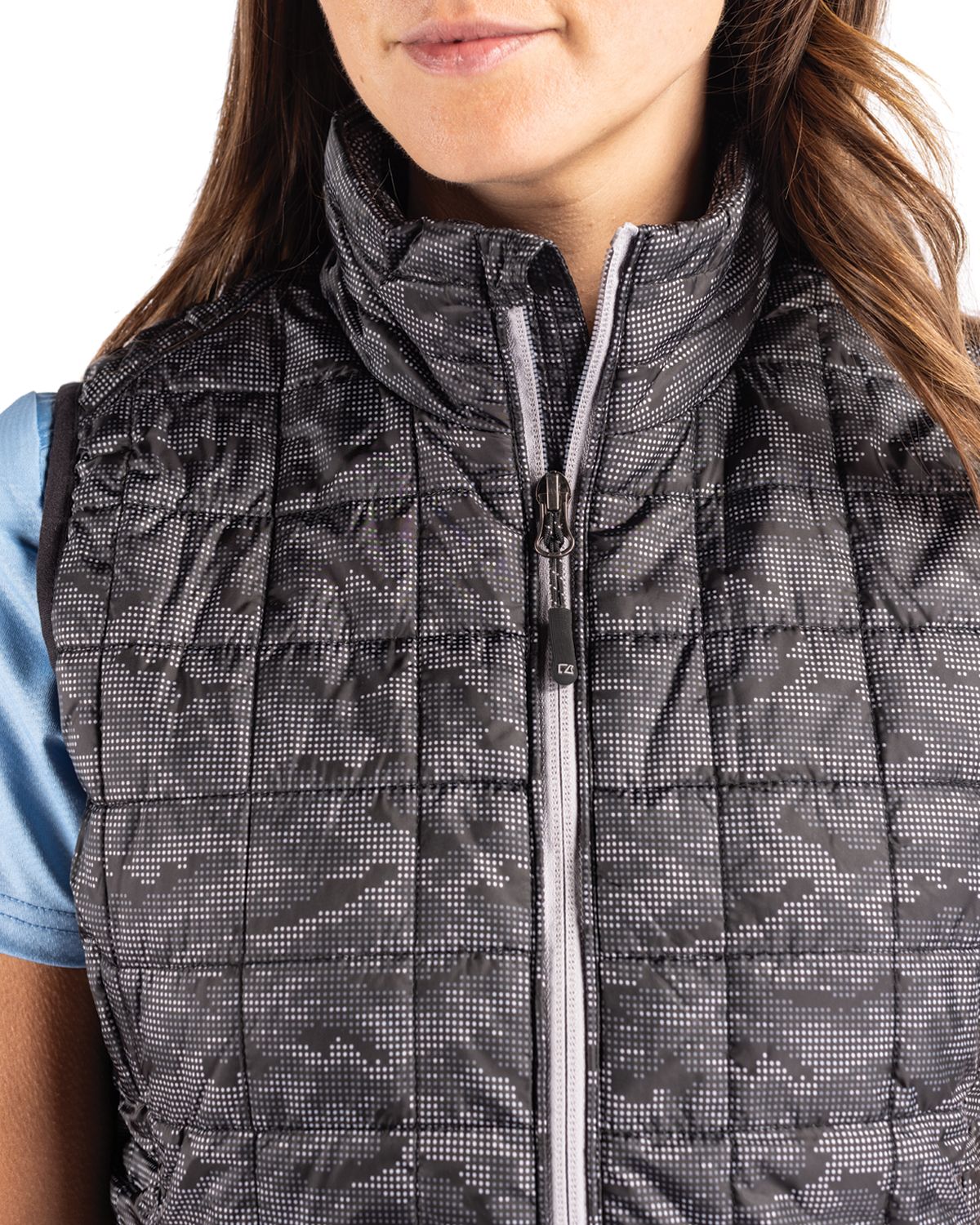 Cutter & Buck Women's Rainier Recycled Insulated Printed Puffer Full Zip Vest-12